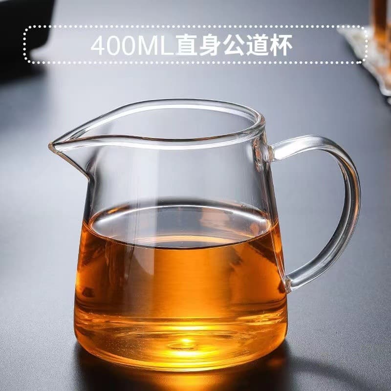 Thickened Borosilicate Glass Fair Cup with Transparent Tea Filter, Kung Fu Tea Set Accessories, Tea Strainer for Tea Brewing