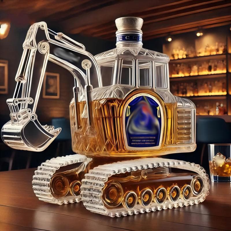 Independent standing glass wine bottle, special-shaped wine bottle, creative wine bottle, interesting whiskey bottle excavator, bubble wine bottle