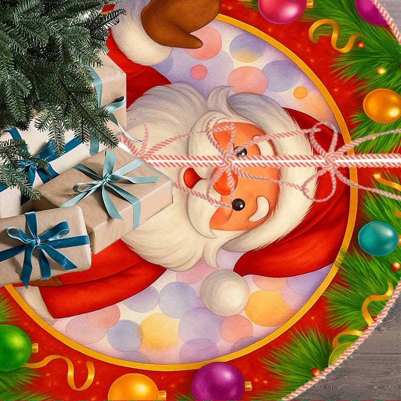 Cross-border Christmas Santa Claus Tree Skirt Christmas Bell Plush Tree Decoration
