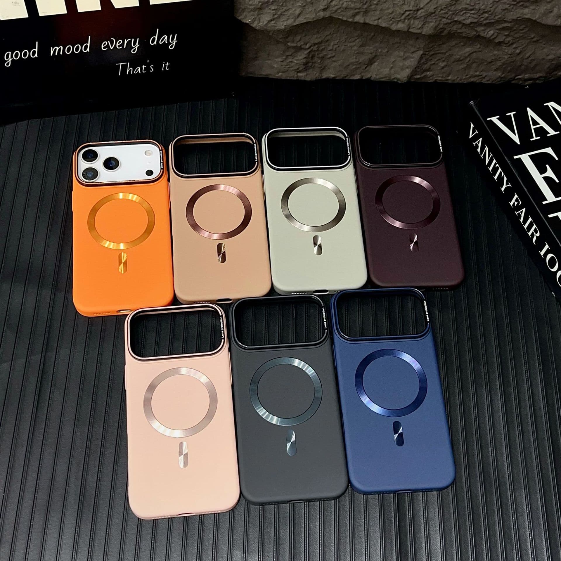 Simple solid color magnetic case for iPhone 17 Pro Max, iPhone 16, with frosted finish, drop protection, and hard shell