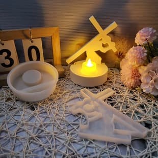 S0666 Wild Crisp Carrying Cross Desktop Decoration Cement Plaster Mold DIY Silicone Mold