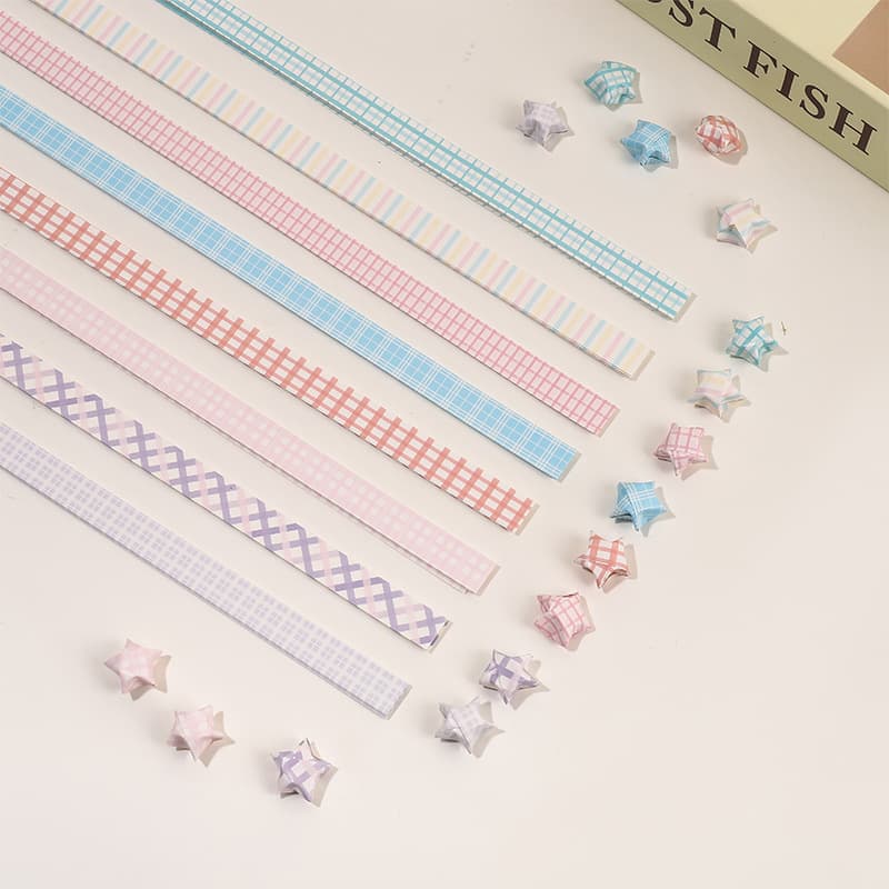 Cartoon Origami Lucky Star Handmade Paper Colorful Striped Paper Star Paper Wishing Small Star Five-Pointed Star Paper