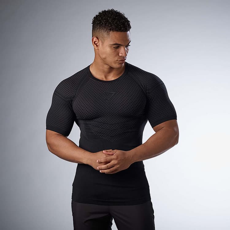 GYMSHARK/ONYX5 Men's T-Shirt Sports Fitness Quick-Dry Breathable Elastic Round Neck Short Sleeve Tight Training Wear