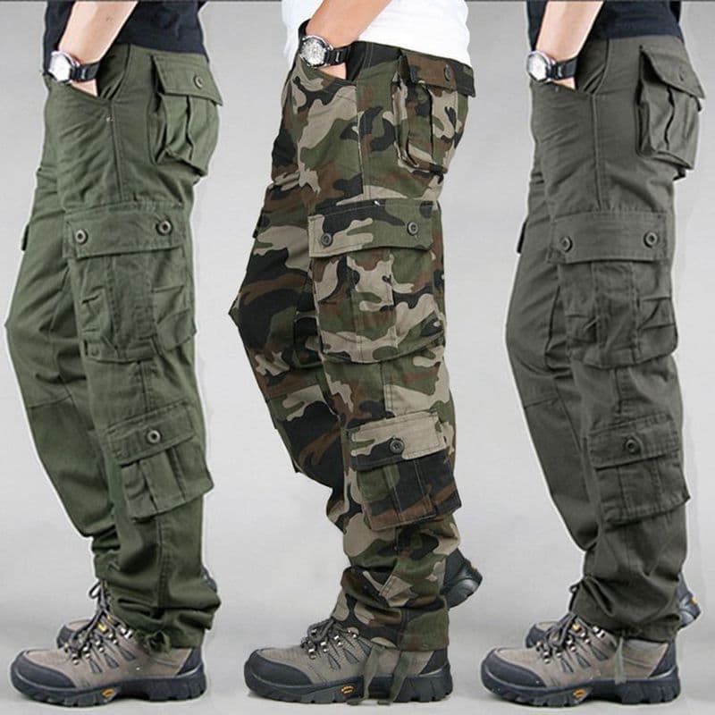 Outdoor men's multi-pocket overalls, strong and wear-resistant, pure cotton casual work clothes trousers, youth labor insurance, loose plus size