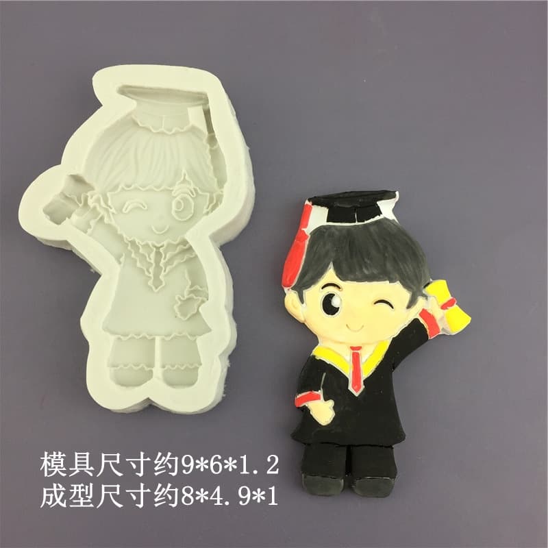 Graduation Season Doctor Boy and Girl Silicone Mold Fondant Chocolate Cake Plaster Resin Decoration Tool Cake