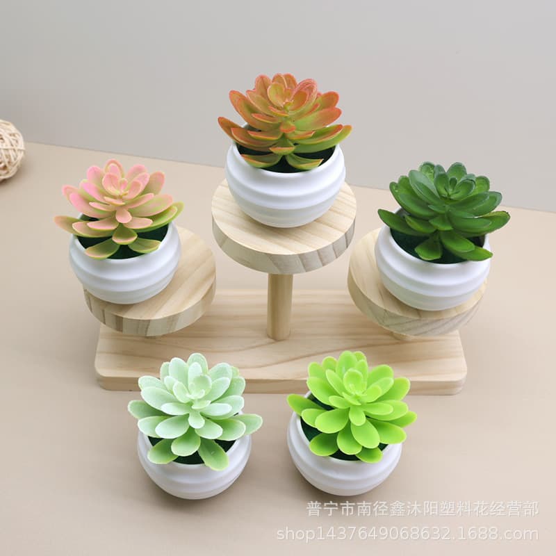 Artificial Succulent Plant Fake Potted Plant Decoration for Indoor Desktop Bookshelf