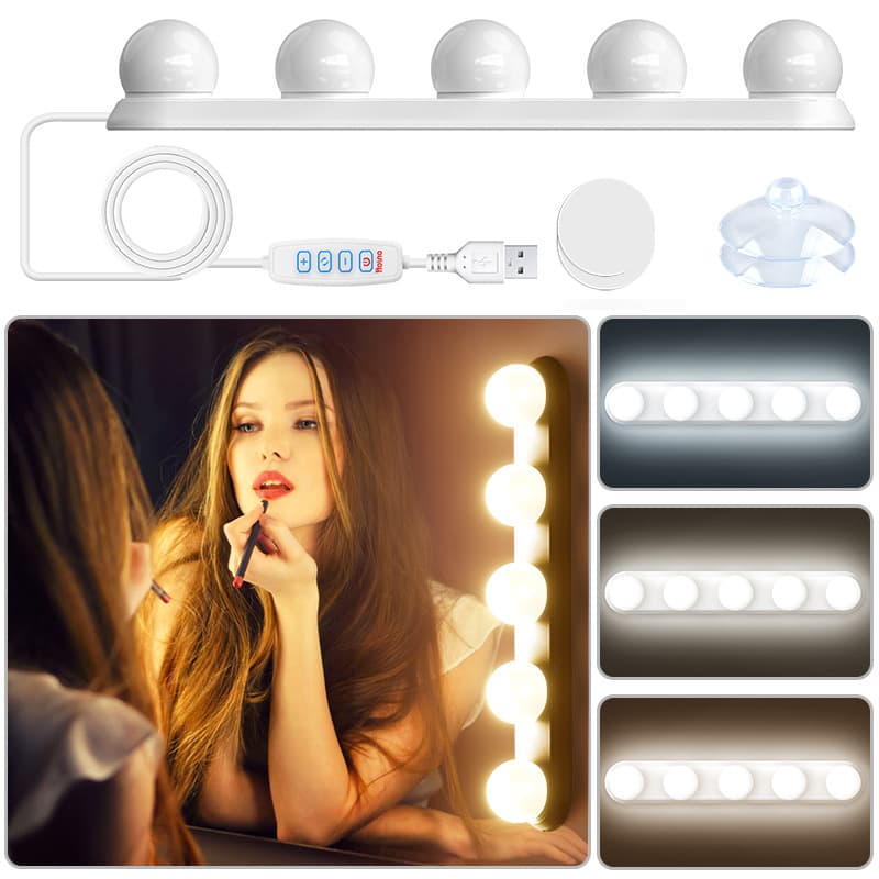 Makeup Mirror Bulb Fill Light Beauty Vanity Light 5V USB Hollywood Style No-Drill Dressing Mirror Light