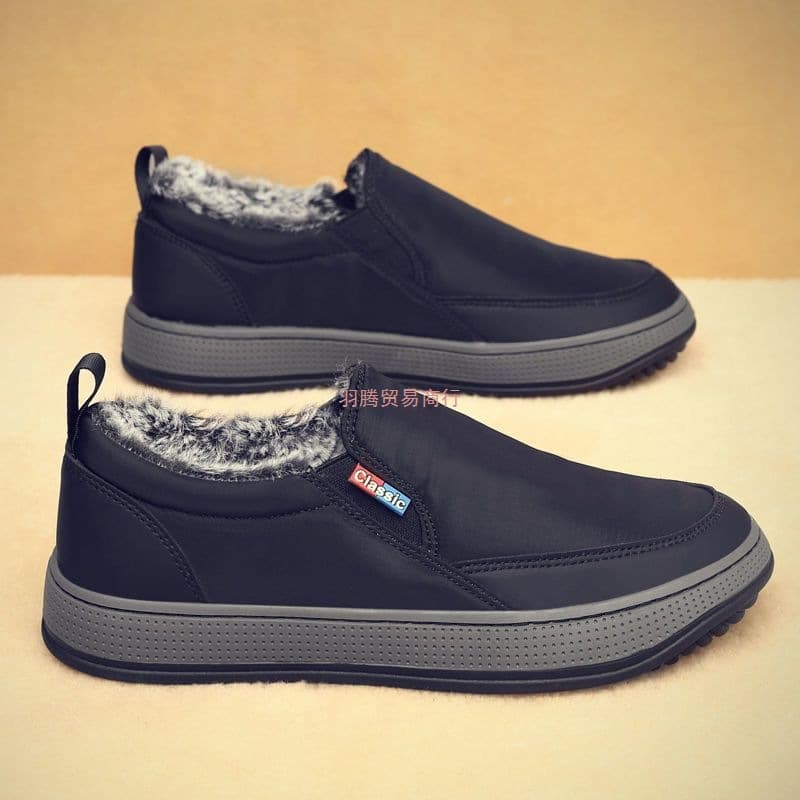 Winter Old Beijing Men's Cotton Shoes Non-Slip Slip-On Winter Plush Thick Warm Cloth Shoes High-Top Snow Boots