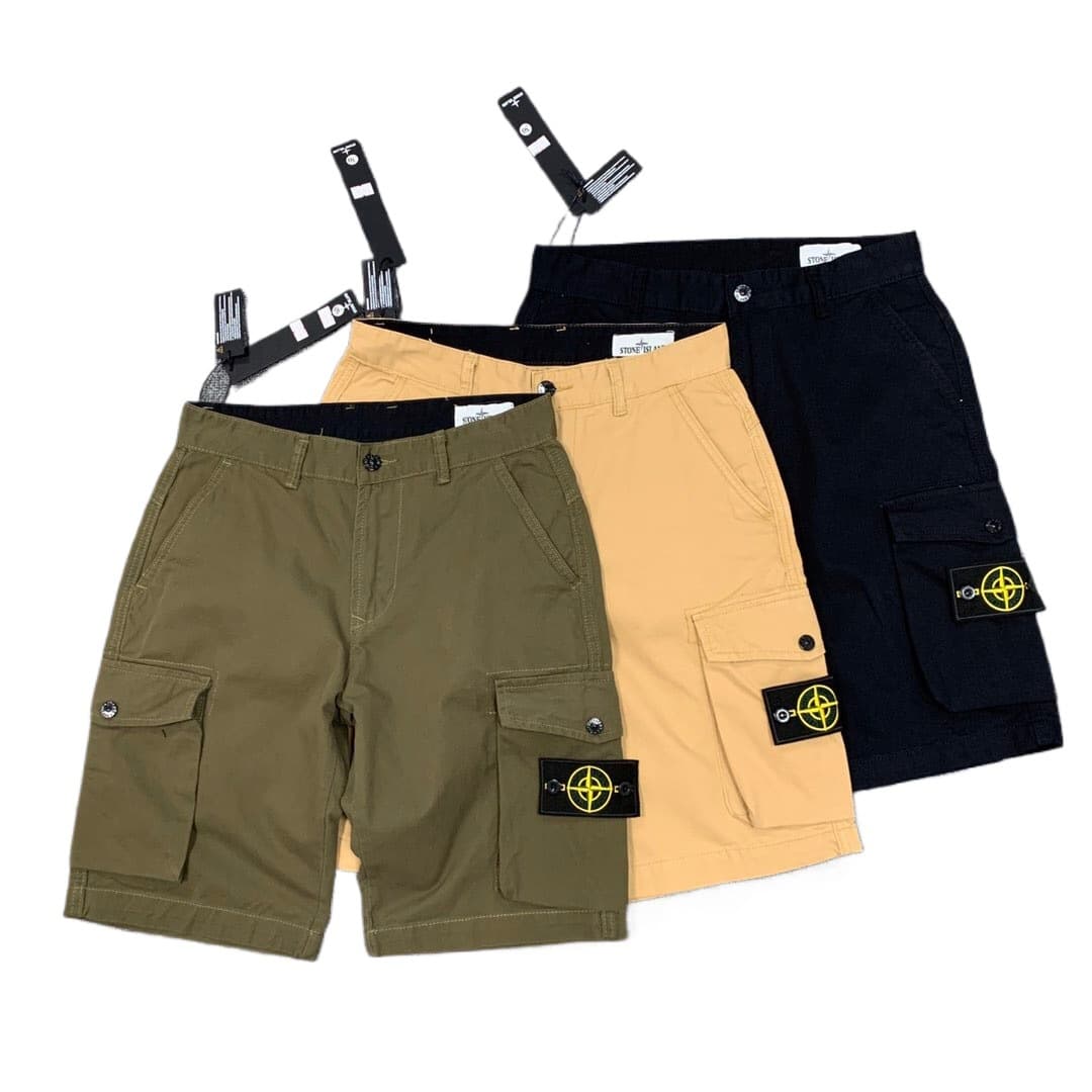 Cross-border American Style Stone Side Label Multi-pocket Washed Cargo Casual Shorts for Men and Women, Wholesale and Drop Shipping