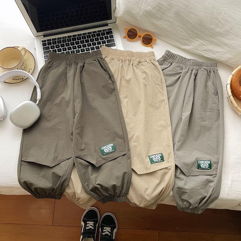 Boys' thin summer cargo pants, quick-drying long pants for medium and large children, trendy wholesale children's clothing