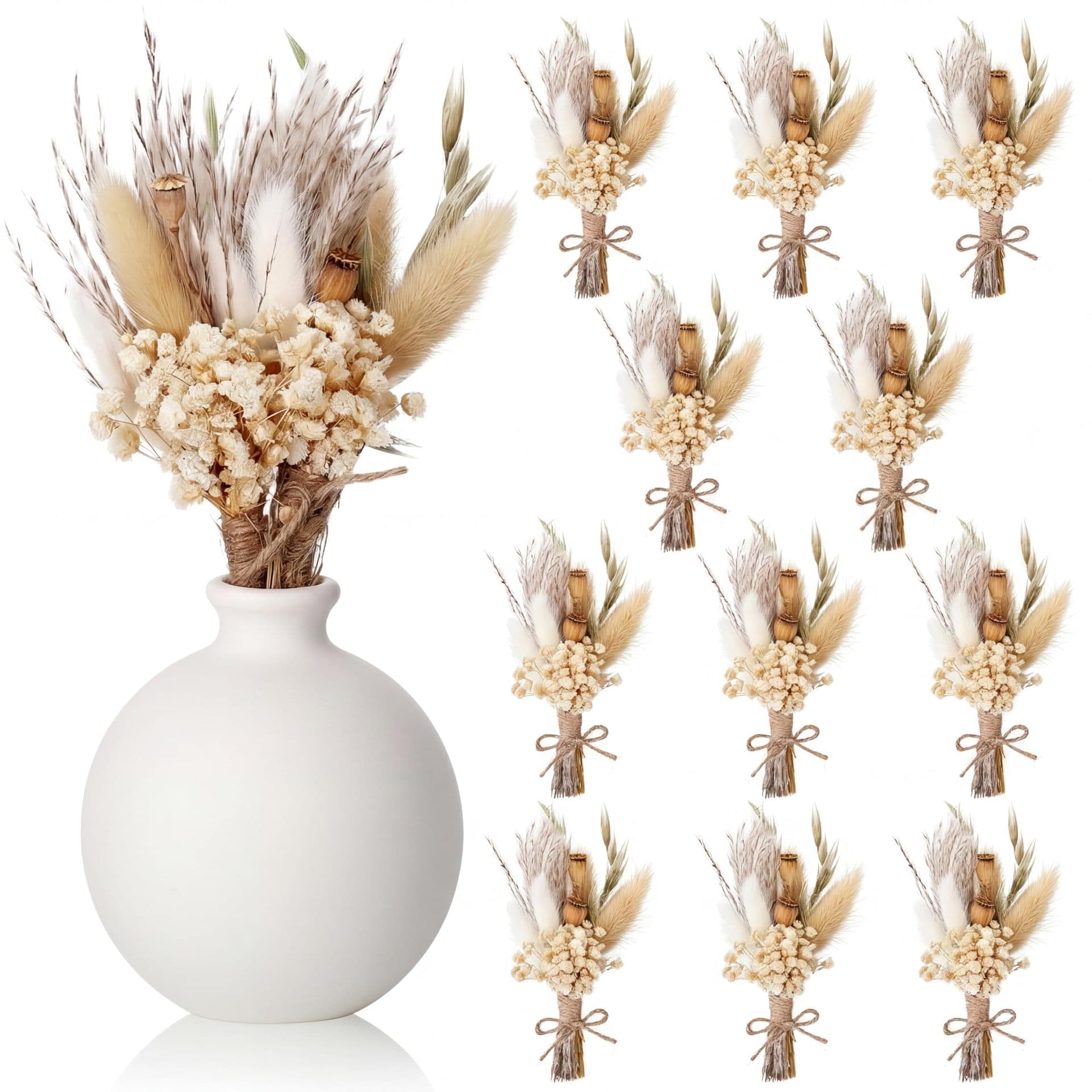 Mini Dried Flower Bouquet Boho Wedding Table Centerpiece Bridesmaid Corsage Birthday Cake Decoration