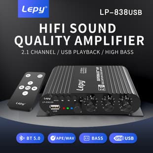LEPY838 Bluetooth Subwoofer Amplifier, 12V Car Computer Desktop Speaker U Disk Lossless Music Playback