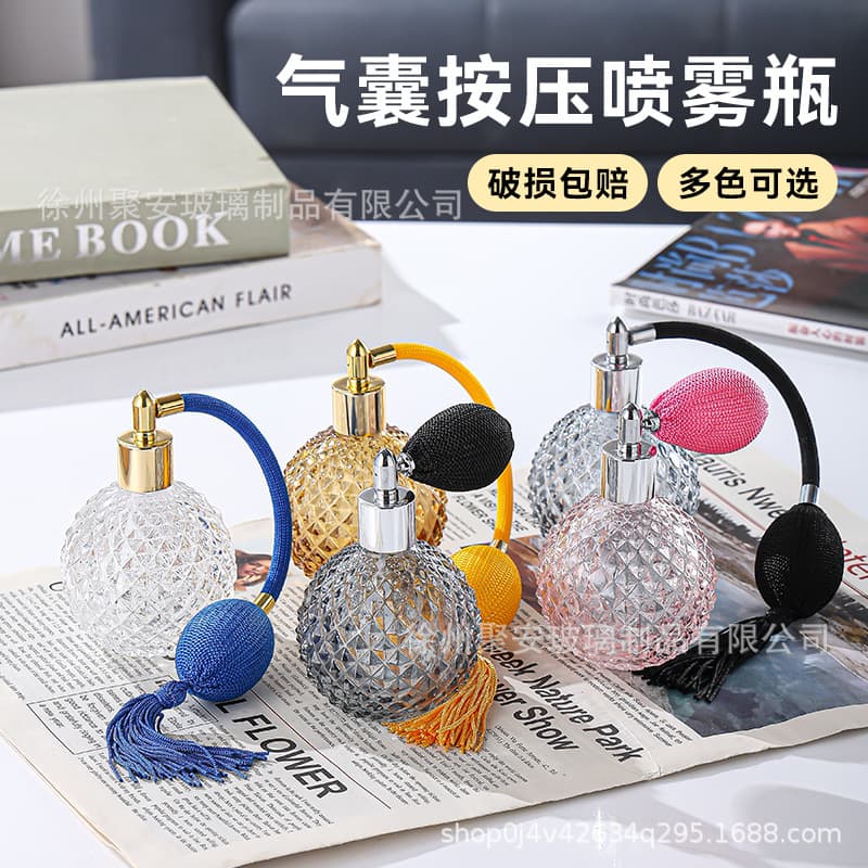 Factory In-Stock Airbag Spray Glass Aromatherapy Perfume Bottle 50ml 100ml Premium Airbag Spray Refillable Bottle