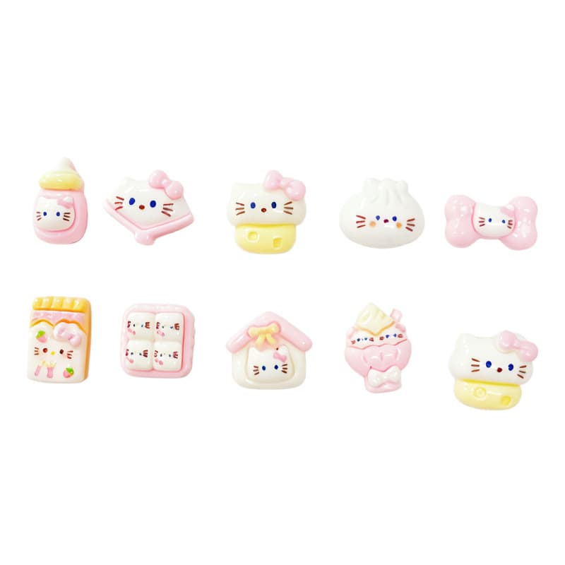 Mini Sanrio Kitty Cat House Cartoon Nail Art Accessories Wearing Nails Creative DIY Resin Ear Accessories