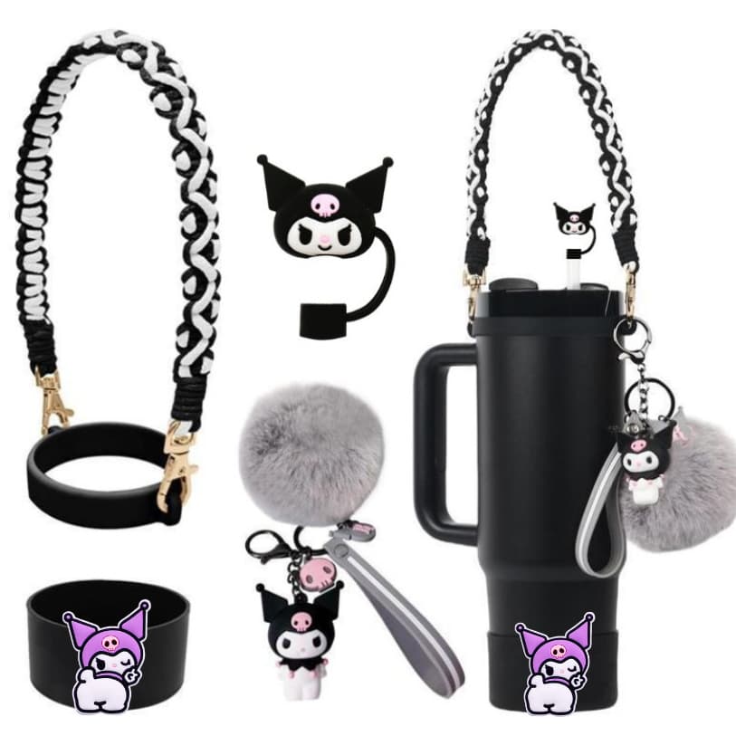 Amazon Creative Hello Kitty Pendant Keychain Sanrio Water Bottle Accessory 10mm Straw Cap Silicone Cup Sleeve Cross-border