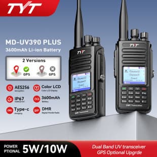 TYT MD-UV390 Two-Way Radio IP67 Waterproof DMR Digital AES256 Dual Band 10W Handheld Drop-Resistant