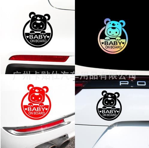 k-45 foreign trade Baby on board reflective car stickers cute cartoon baby on car car stickers girl car stickers