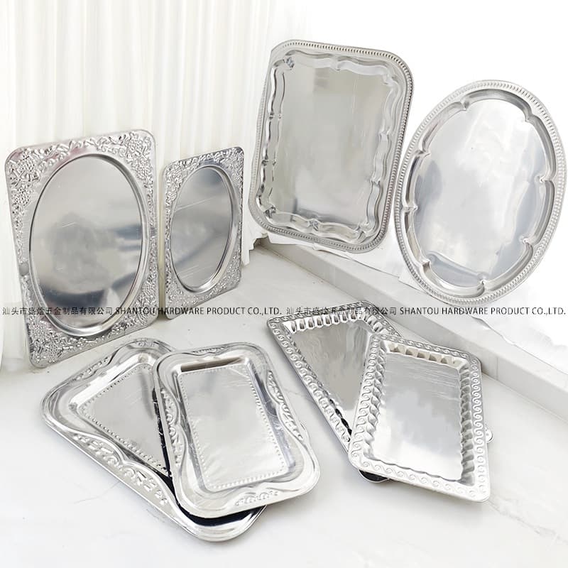 Stainless Steel Palace Style Tray Vintage Floral Plate Stainless Steel Tableware Stainless Steel Plate Collection