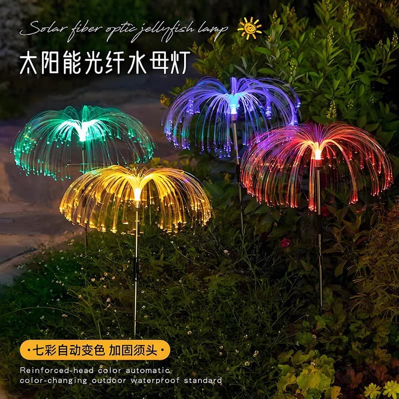 Solar Color Gradient Fiber Optic Jellyfish Color Changing Light for Garden, Courtyard, Balcony, and Lawn Decoration