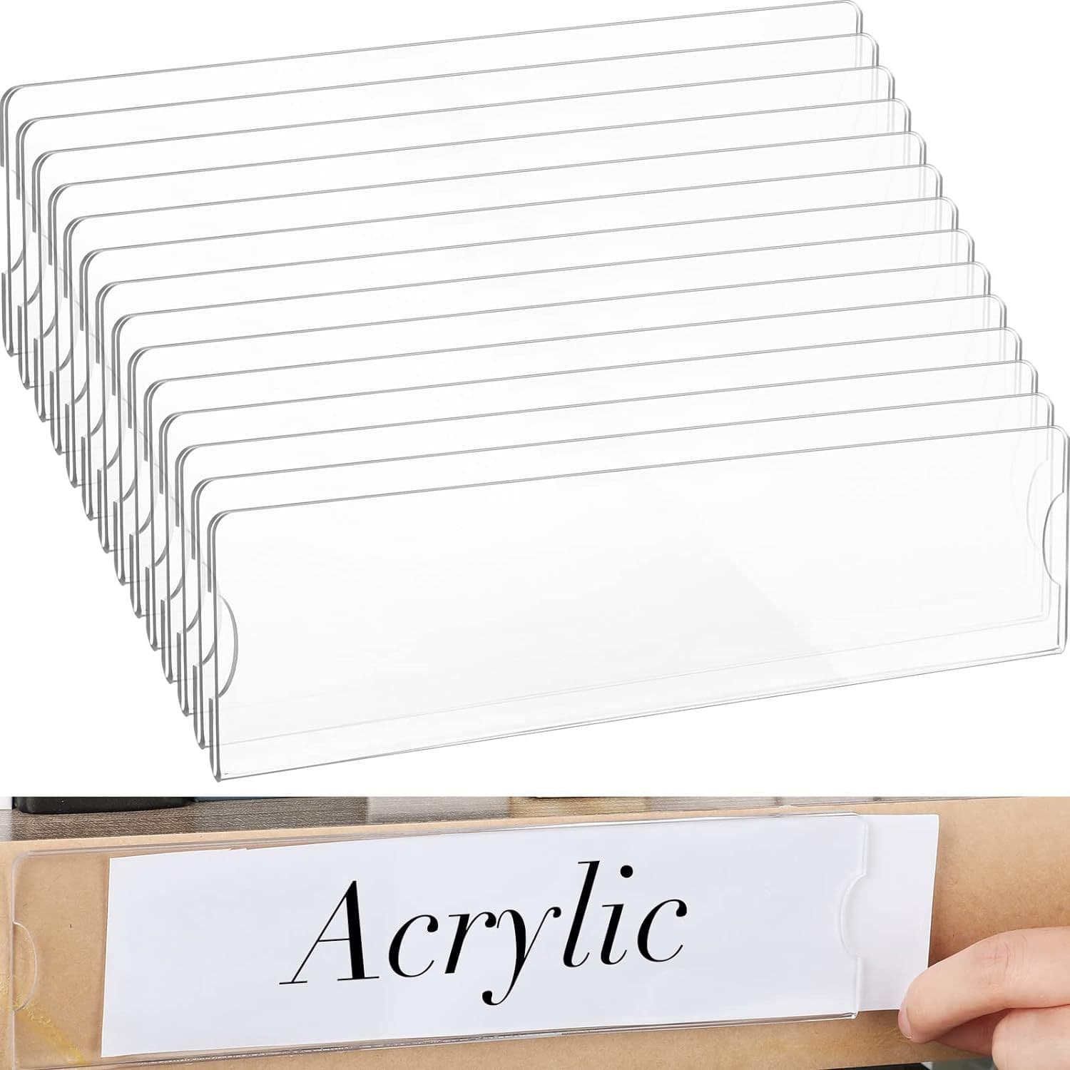 Acrylic Nameplate Stand Transparent Acrylic Plastic Sign Holder Frame with Tape Horizontal Wall Nameplate
