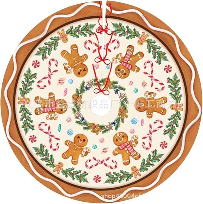 New cross-border e-commerce product, Amazon bestseller: Gingerbread Man Christmas Tree Skirt, Christmas Tree Base Decoration, Wholesale Available!
