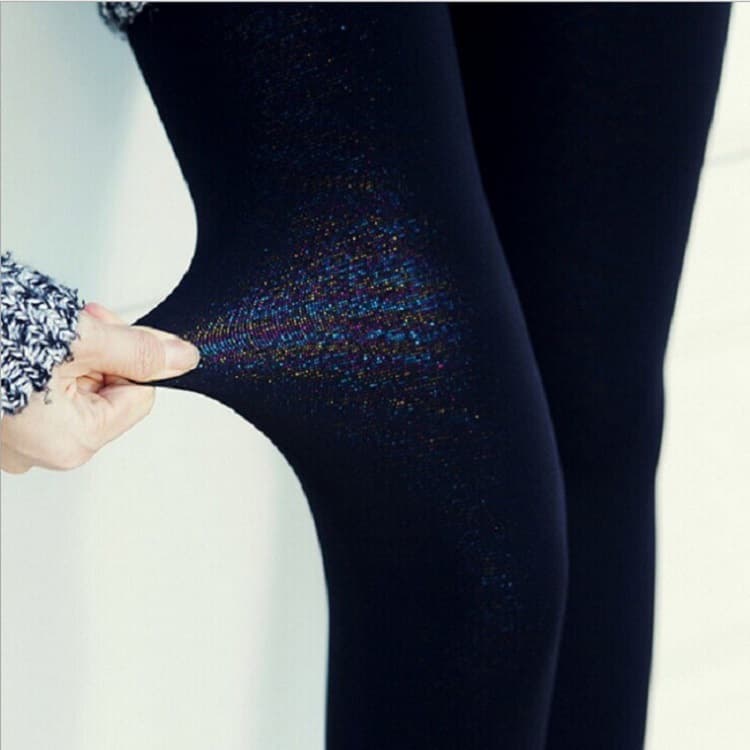 Fleece-Lined Thick Transparent Silk Nylon Color One-Piece Base Pants Seamless Foot Cover Warmth Fake Transparent Skin Transparent Rainbow 500g