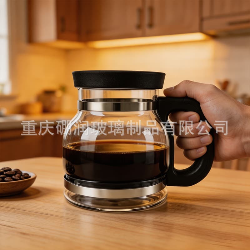 Factory Wholesale Coffee Pot Handheld Coffee Pot Mug 530mL Borosilicate Glass Coffee Mug