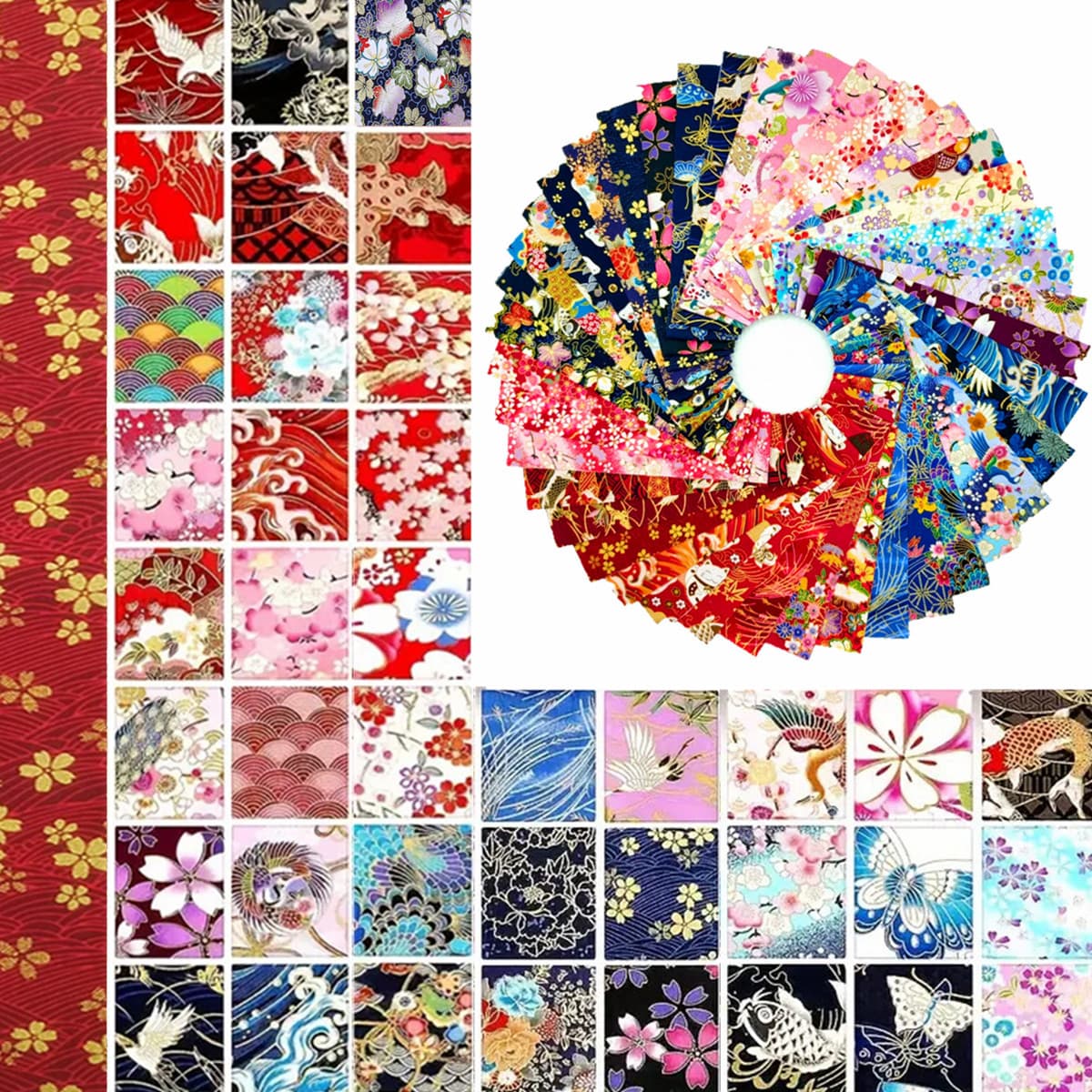40-piece Japanese-style gold-foiled cake roll quilt strips for DIY sewing (image theft prohibited)