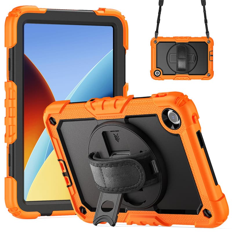 Compatible with Redmi Pad 2 SE 9.7 Protective Case Silicone PC Rotating Stand Hand Strap Shoulder Strap Xiaomi Tablet Back Cover