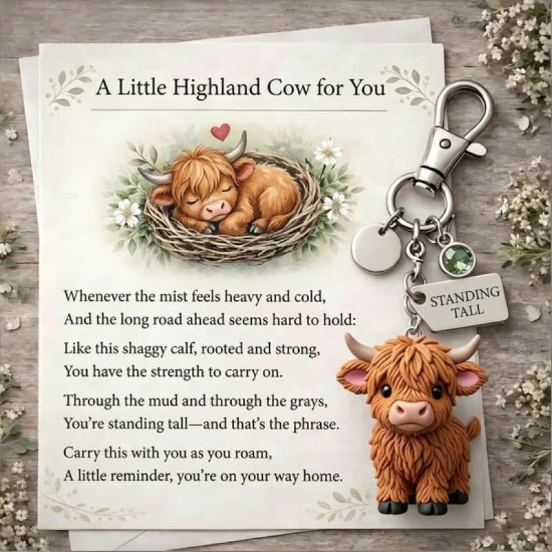 Cross-border A Little Highland Cow For You Keychain Highland Cow Month Keychain
