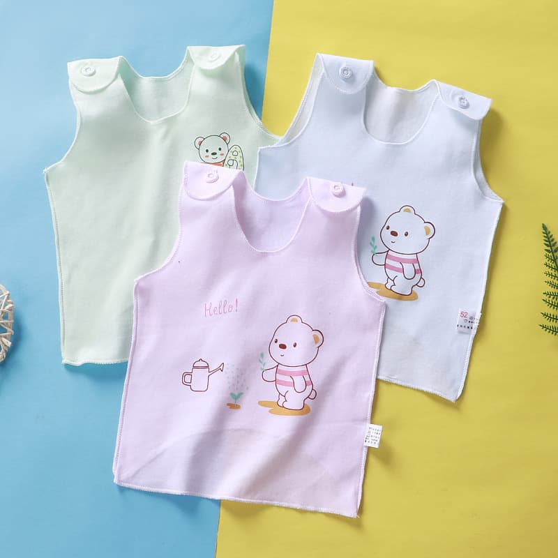 Newborn Sleeveless Vest Pure Cotton Thin Close-Fit Belly Protection Baby Strappy Top Breathable Infant Vest
