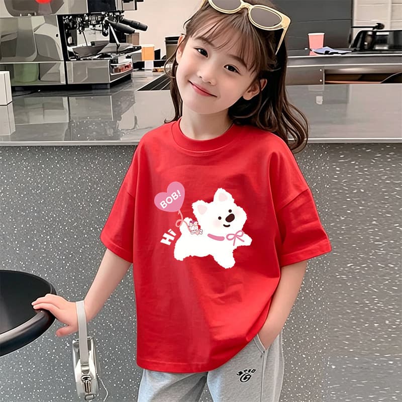 Girls' Cotton Breathable Short Sleeve T-Shirt 2026 New Style Summer Top for Children