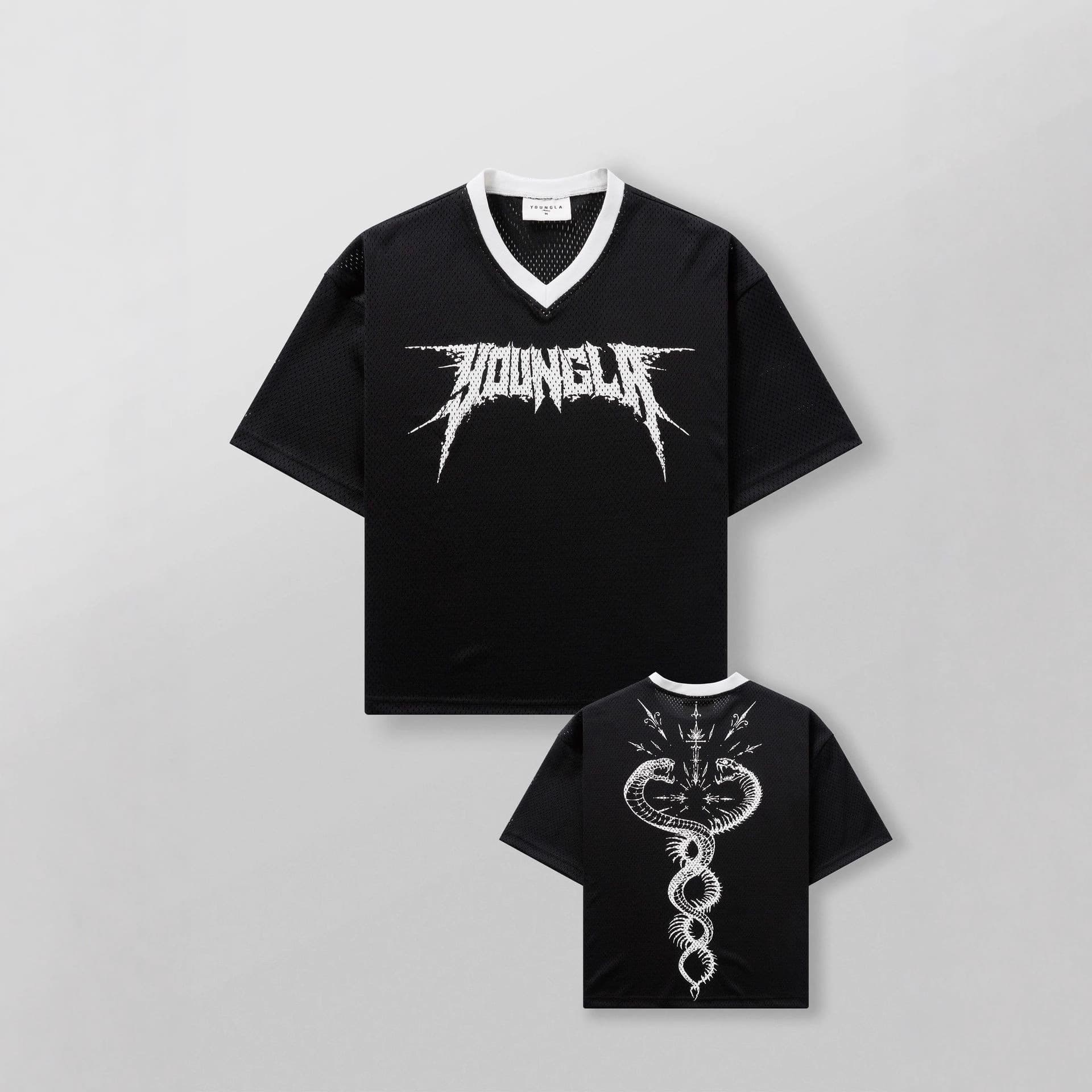 YOUNGLA American new style men's oversized T-shirt summer sports fitness quick-drying breathable mesh short-sleeved T-shirt