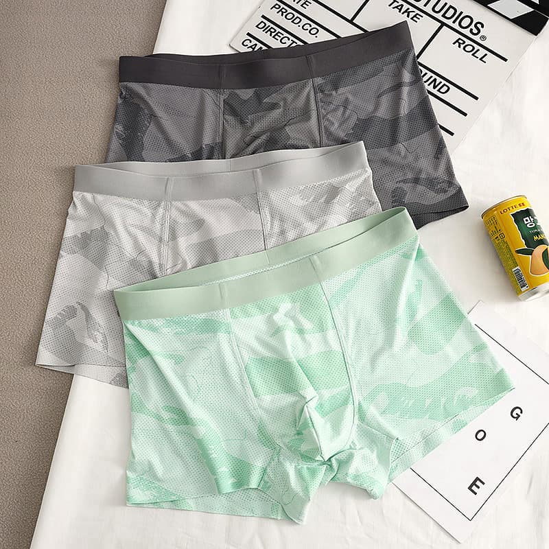 Men's Underwear Camouflage Ice Silk Breathable Mesh Boxer Briefs Mid-waist Boys' Boxer Briefs Summer Thin Shorts