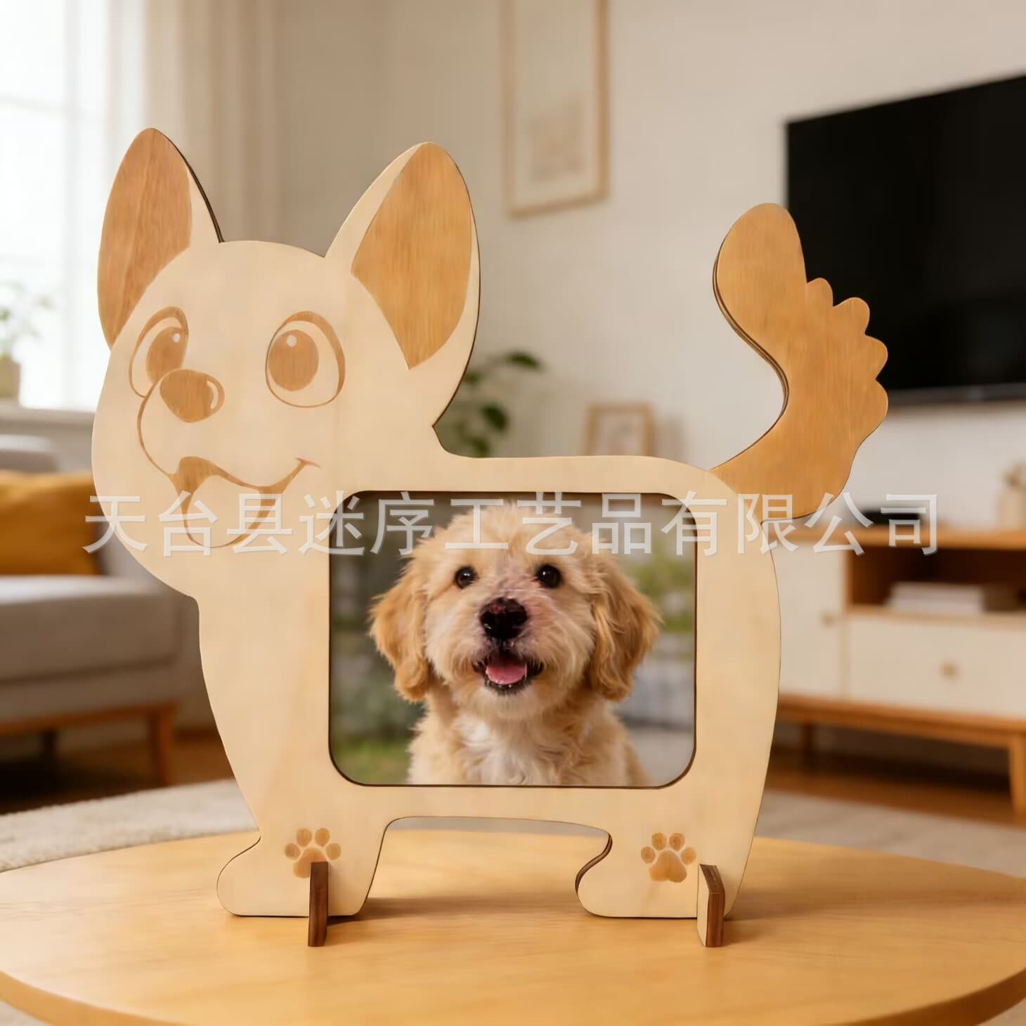 Spot wooden cartoon puppy commemorative photo frame table cute cat decorative photo frame ornaments wooden photo frame table