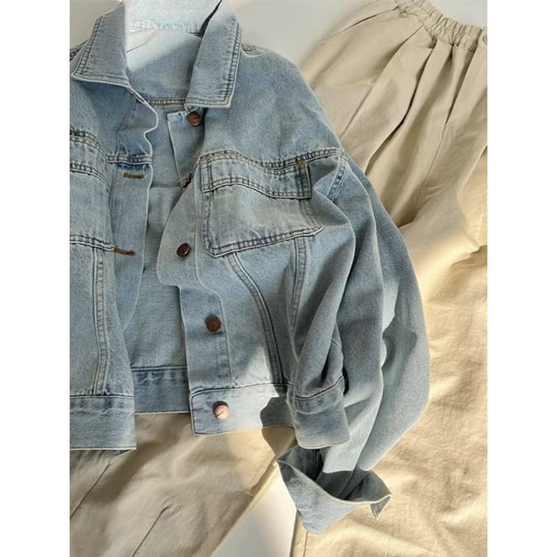 2026 Spring/Summer New Korean Loose Fit Versatile Jacket Long Sleeve Top Vintage Blue Denim Jacket for Women