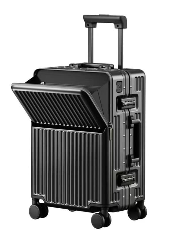 Premium Front-Opening Aluminum Frame Luggage Drop-Resistant Suitcase Carry-On Large Capacity Travel Case with Combination Lock
