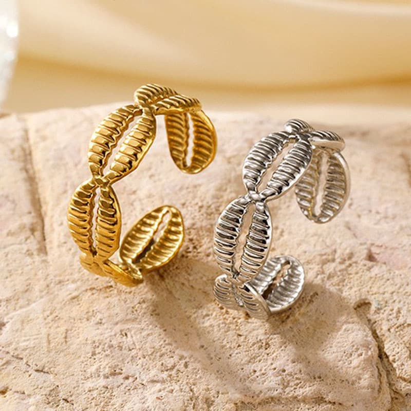 Euro-American Cross-border Hollow Titanium Steel Ring, Retro Trendy Geometric Ring, High-end Adjustable Open Ring for Women