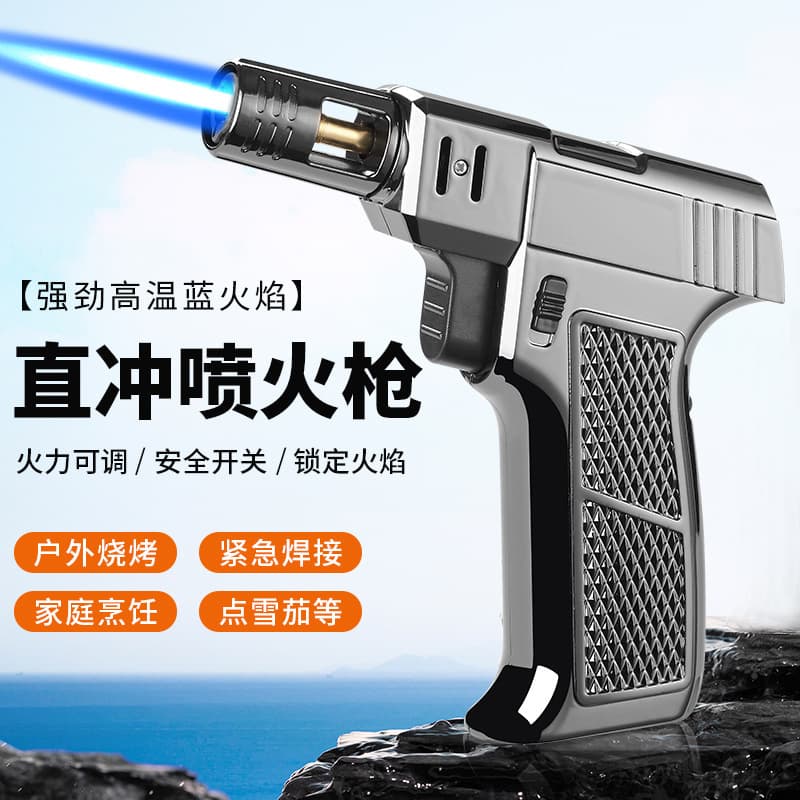 Durable Handheld Spray Gun Adjustable Flame Multi-Purpose High-Temperature Welding Torch Refillable Lighter for Cigars Gift for Men
