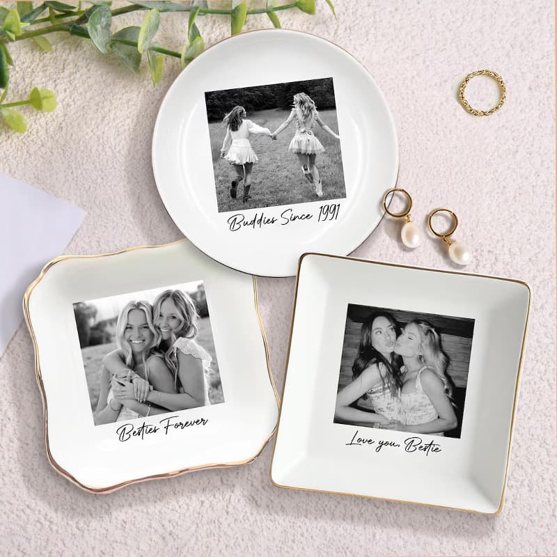 Etsy Personalized Photo Jewelry Tray Ceramic Jewelry Tray for Best Friend Jewelry Tray Wedding Favors