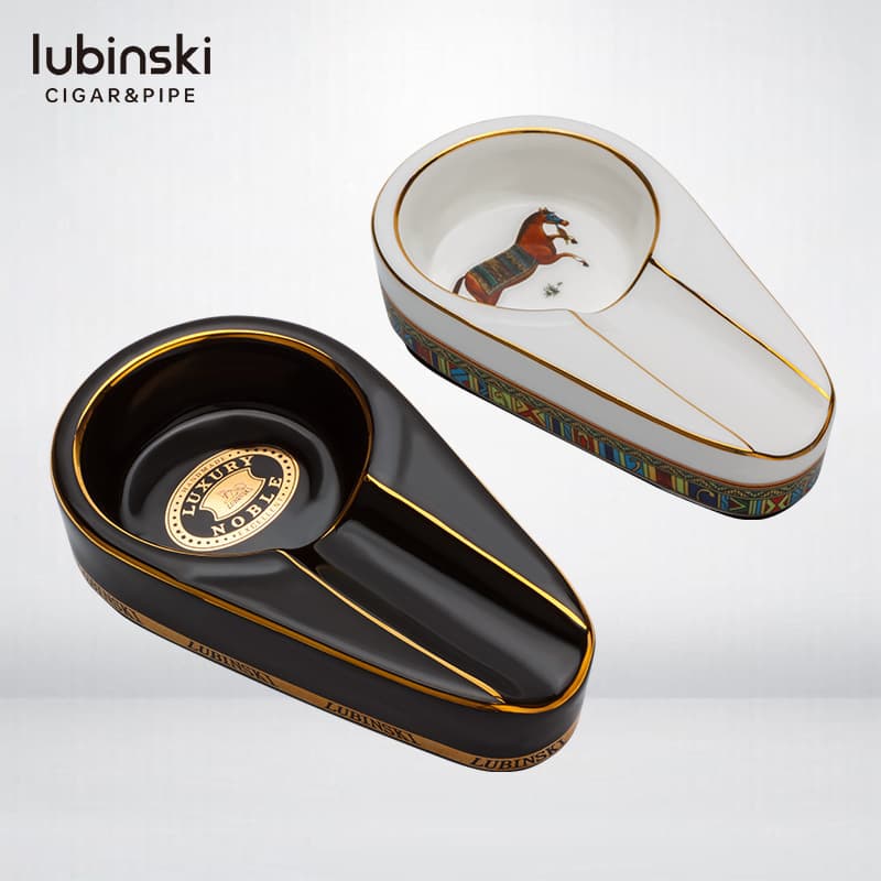 Lubinski Mini Portable Ceramic Cigar Ashtray Home Use Classic Colorful Painted Tobacco Pipe Ash Tray Smoking Accessories