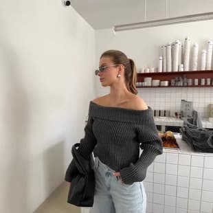 Sweater Off-Shoulder Knit Women's Wool Sweater