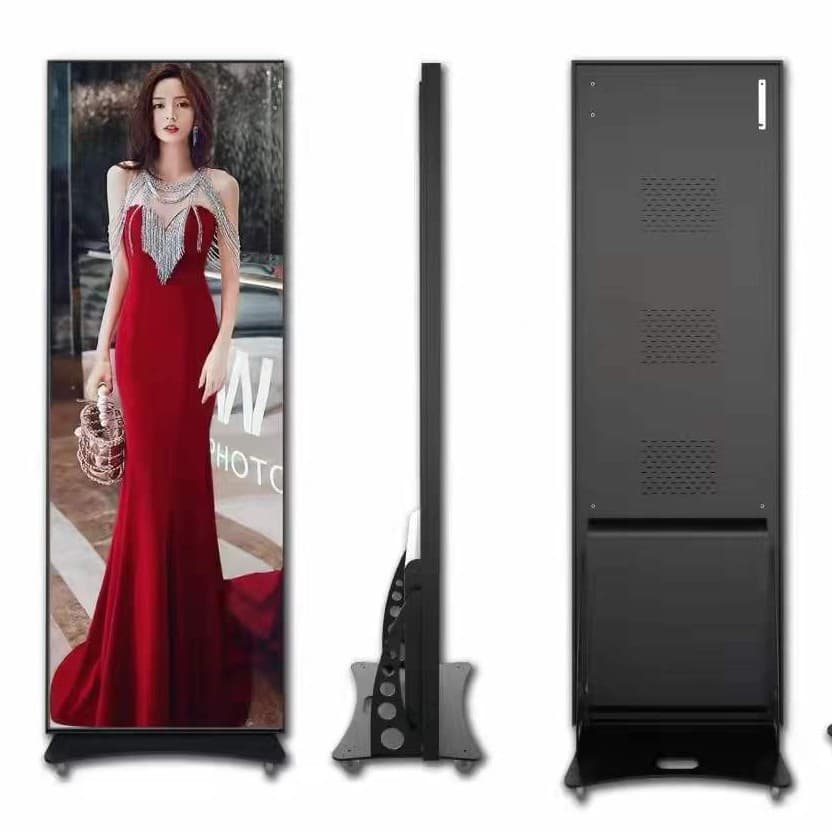 Indoor P1.538 GOB Advertising Machine LED Poster Screen, foldable vertically, splittable horizontally, movable