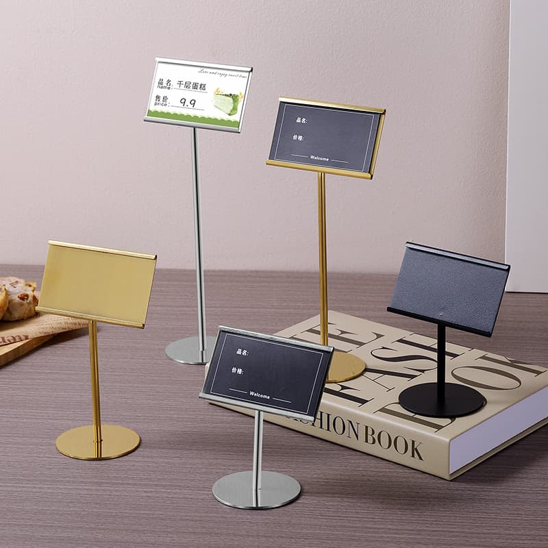 Buffet Menu Card Holder Label Clip Stainless Steel Price Stand Vertical Display for Restaurant