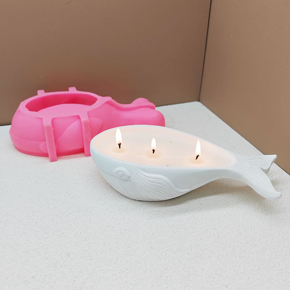 Unique Large Whale Soy Wax Candle Container Silicone Mold Sculptural Whale Aesthetic Plaster Tray Mold