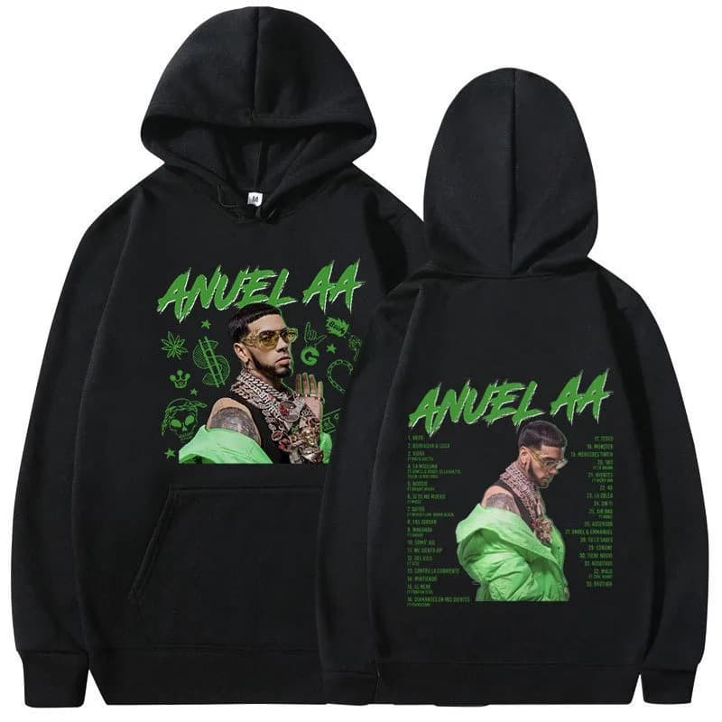 Rapper Anuel AA Real Hasta La Muerte Graphic Hoodies Men