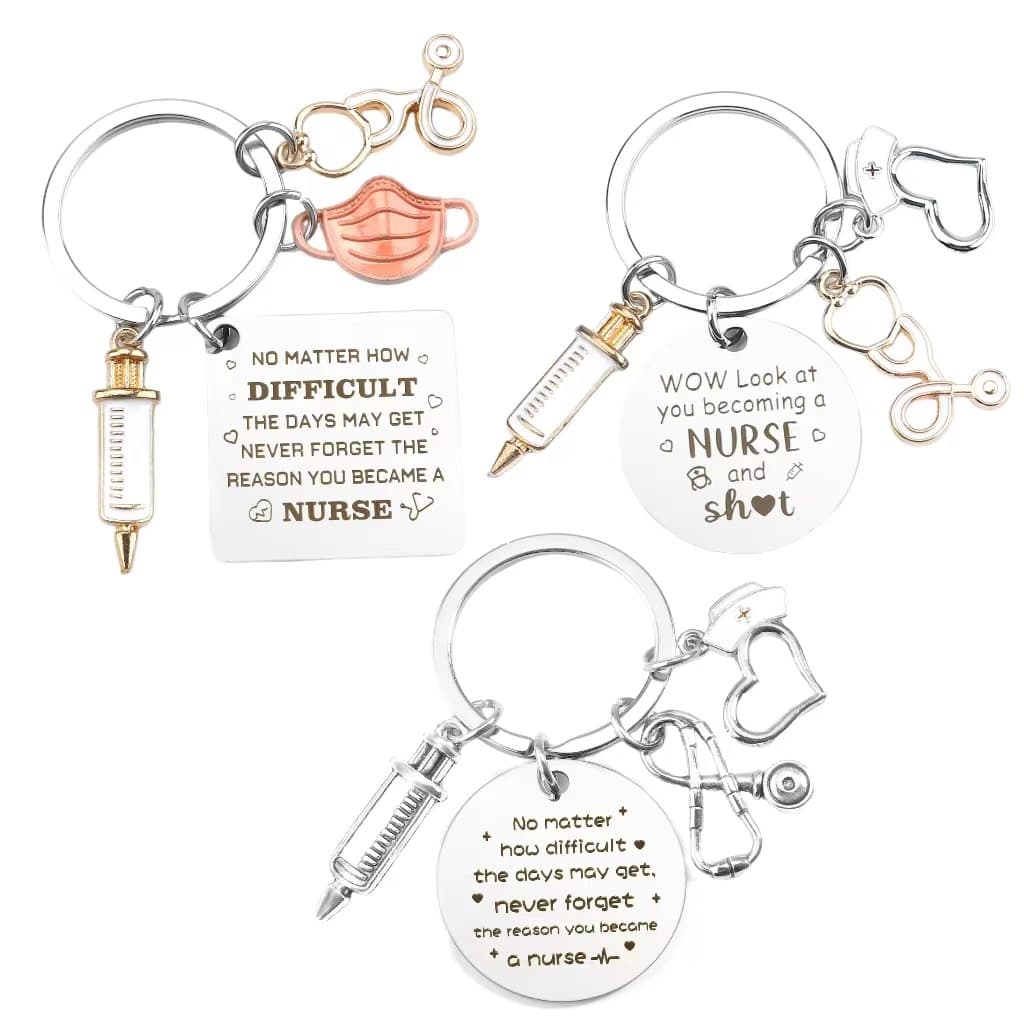 Cross-border Hot Sale Nurse Stainless Steel Keychain Nurse Doctor Graduation Gift Nurse Day Gift