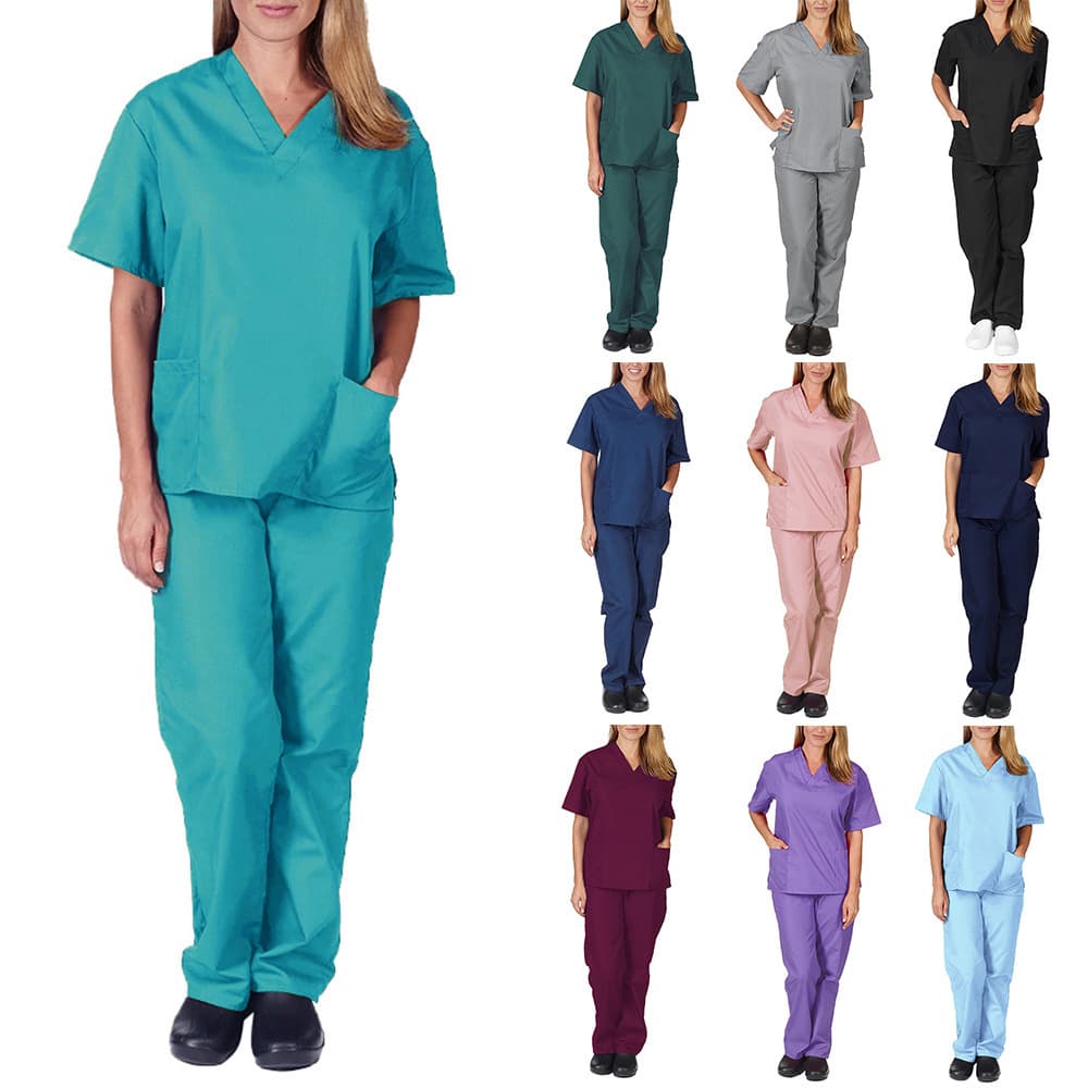 Amazon Cross-Border Summer Thin Scrub Suit Male Doctor Workwear Female Nurse Scrub Set Two-Piece