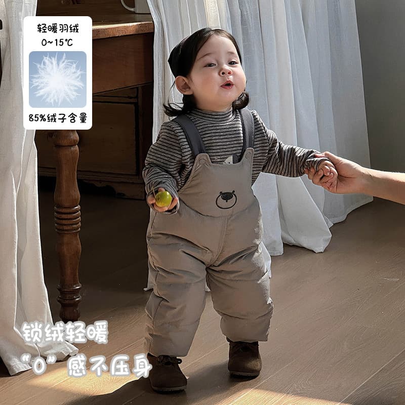 Baby Down Overalls New Winter Thickened Romper 90% White Duck Down Infant Cartoon Down Pants Class A