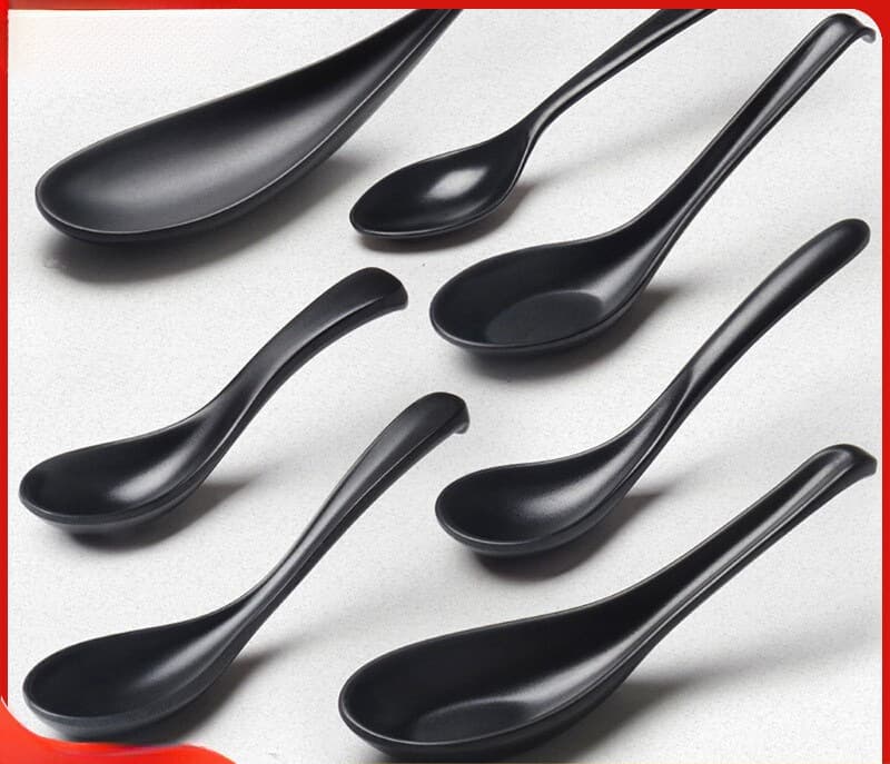 Melamine Spoon Commercial Catering Spicy Hot Pot Soup Spoon Black Long Handle Spoon Ramen Plastic Soup Spoon Tableware